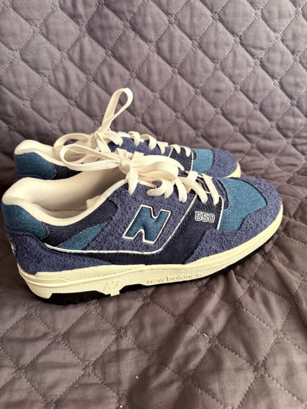 New Balance 550 Two-Tone Blue Suede & Mesh Sneakers